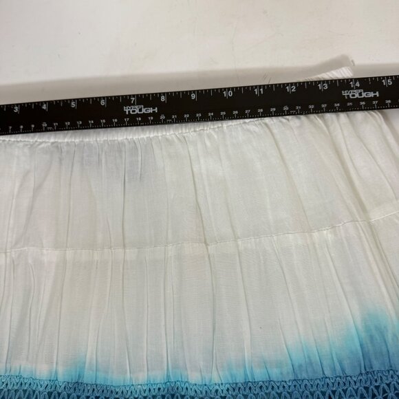 Boho Chic Broomstick Maxi Skirt By Elementz Size S Blue White Ombre Eyelet Sequi - Picture 8 of 16